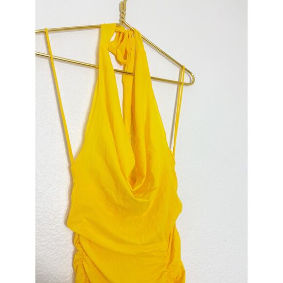 NWT Revolve Indah JLo's Evening Gown Small Limoncello Yellow Mesh Resort Wear - Picture 7 of 14